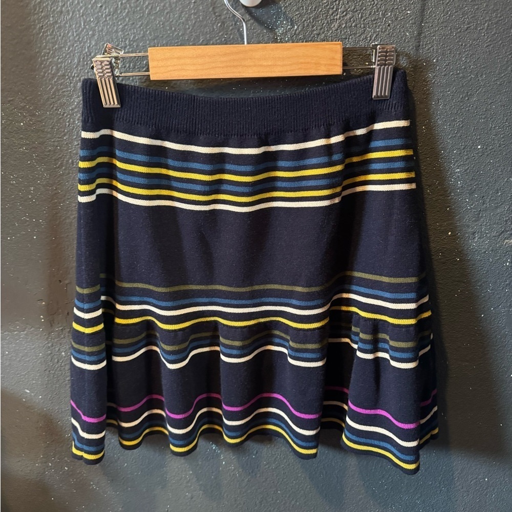 RACHEL Rachel Roy Blue Yellow Pleated Skater Mini Skirt